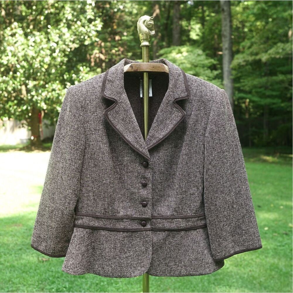 Vintage 00s Bahari Brown Twill 2-Piece Skirt Suit